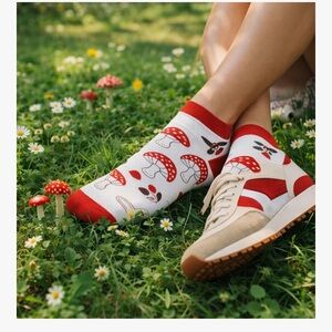 Cute Red Mushroom Ankle Socks